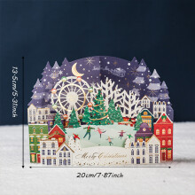(StyleC)Carte artisanale en papier de Noël avec effet 3 D et accents dorés fête pour