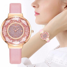 YOLAKO Ladies Leather Quartz Wrist Watch Fashion Casual Waterproof Analog Watch Brown