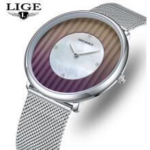 (Yellow) LIGE Simple Fashion Women Watch Casual Ultra-thin Dial Waterproof Full Steel Women's Quartz Watch
