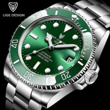 (Black) 2021 LIGE New Watch Men Automatic Mechanical Tourbillon Clock Fashion Sport Diving Watch 100ATM Waterproof Luminous Watches Mens