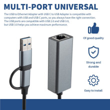 USB 3.0 to Ethernet Adapter with USB C to RJ45 Gigabit LAN 1000 Mbps Wired Network, Network Adapter, for Windows