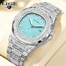 (Gold) LIGE New Men Watches BANGWEI Brand Fashion Casual Quartz Wristwatches Waterproof Steel Strap Mens Watch