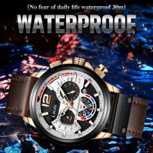 (Silver) LIGE 2022 New Fashion Mens Leather Quartz Watch For Men Top Brand Luxury Wristwatch Waterproof Sport Clock+Box