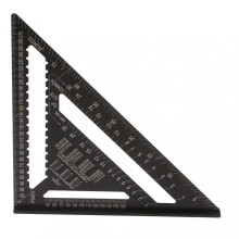 (Noir, 14 inch) Metric Triangular Ruler Aluminum Alloy - Double Scale Square Protractor for Technical Drawing and Engineering