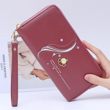 (Lilac)Elegant Solid Color Long Wallets For Ladies With Pu Interior And Style Retro