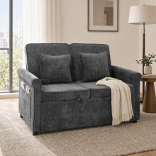 HOMCOM 2 Seater Sofa Bed, 3-in-1 Convertible Pull Out Sofa Bed, Grey