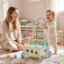 AIYAPLAY Wooden Baby Walker for 1-3 Years, Push Along Walker Toys for 1-3