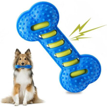 Indestructible Squeaky Rubber Bone Dog Toy – Durable Chew for All Sizes