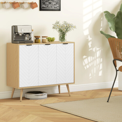 Homcom HOMCOM Modern Sideboard, Storage Cabinet, Accent Cupboard for Kitchen, White 1