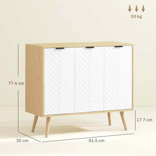 Homcom HOMCOM Modern Sideboard, Storage Cabinet, Accent Cupboard for Kitchen, White 2