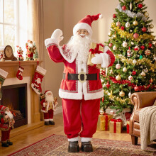 HOMCOM 5ft Life Size Singing Santa Claus, Animated Santa w/ Rotating Head