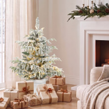 HOMCOM 3ft Prelit Flocked Christmas Tree with 8 Modes, Remote, Green White