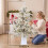 Homcom HOMCOM 4ft Prelit Flocked Christmas Tree with 8 Modes, Remote, Green White 3