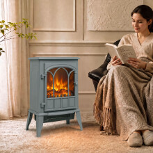 HOMCOM Electric Log Burner with LED Flame Effect 1000W/2000W