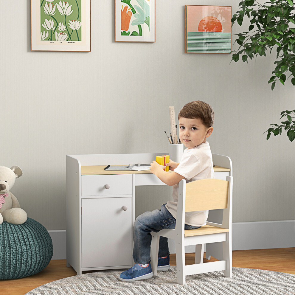 Rackhams White Zonekiz Kids Desk And Chair Set For 3-6 Years With Storage Drawer, Study Table And Chair For Children - Image 4