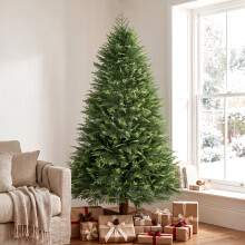 HOMCOM 7ft Artificial Christmas Tree, Auto Open, Fir Wood Base, Green