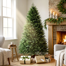 HOMCOM 6ft Artificial Christmas Tree, Auto Open, Fir Wood Base, Green