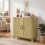 Homcom HOMCOM 80cm Modern Sideboard with 2 Curved Doors and Adjustable Shelf, Oak 1