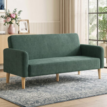 HOMCOM 2 Seater Sofa, Velvet Small Couch with Plush Backrest, Dark Green
