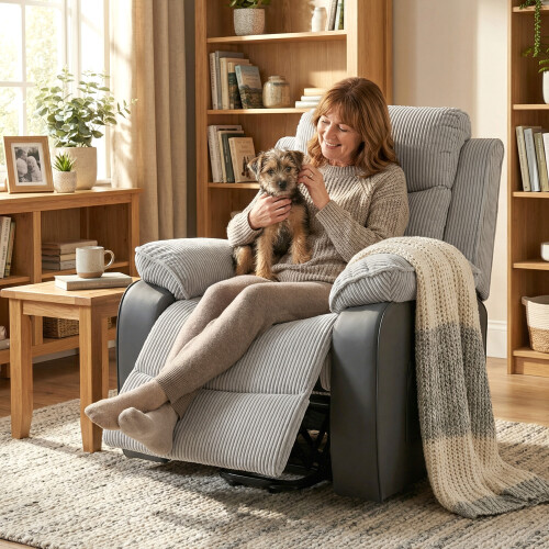 Homcom HOMCOM Power Lift Riser Recliner Chair with High Back, Remote, Light Grey 1