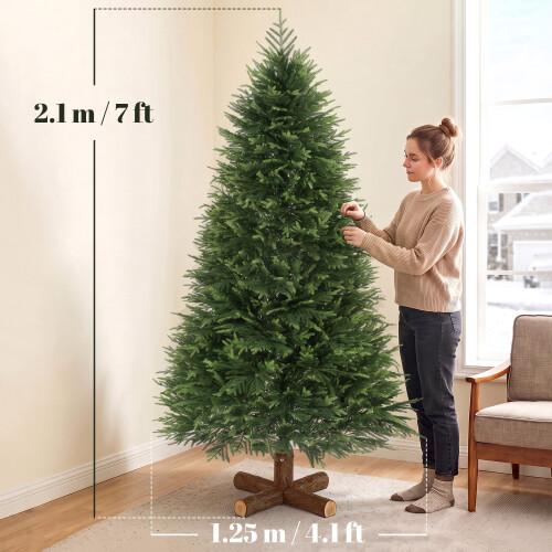 Homcom HOMCOM 7ft Artificial Christmas Tree, Auto Open, Fir Wood Base, Green 2