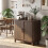 Homcom HOMCOM Sideboard with 2 Curved Doors and Adjustable Shelf, Dark Walnut 8