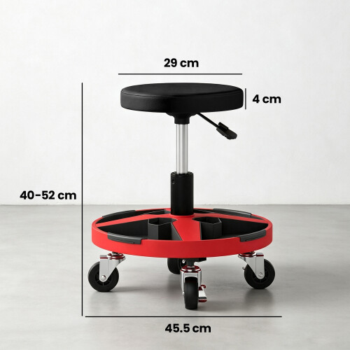 Homcom HOMCOM 135 kg Rolling Mechanic Stool with 40-52 cm Adjustable Height, Black 2