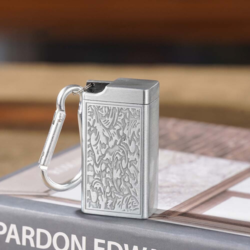 Cendrier Portable avec Porte-Clés et Mousqueton pour Extérieur Silver 1