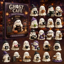 (Ghost Cafe)Halloween Advent Calendar Decorative Box With Cartoon Prints For Holiday Decor