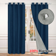 Winter Winddicht Thermisch Isolierter Verdunkelungs-Ösen-Vorhang für Wohnzimmer (Einzelne Bahn) NavyBlue L