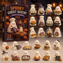 (Ghost Bakery)Halloween Advent Calendar Decorative Box With Cartoon Prints For Holiday Decor