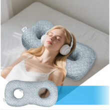 Oreiller Ergonomique Ă Double Trou pour Oreilles - Soulagement de la Pression et Soutien Cervical