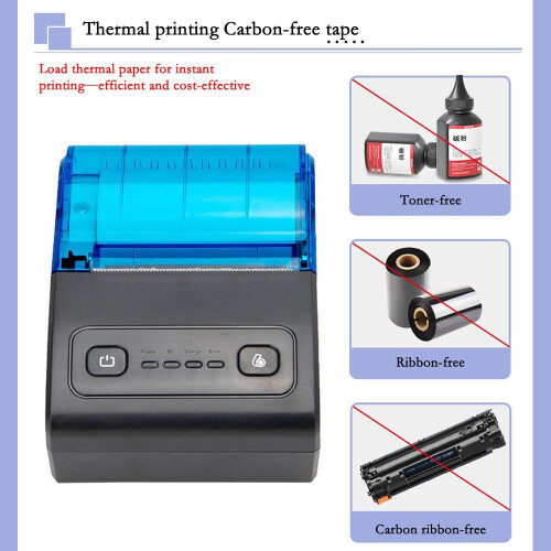 58mm Thermische Bonprinter USB + Bluetooth - Draagbare POS-afdrukoplossing Black+Blue 2
