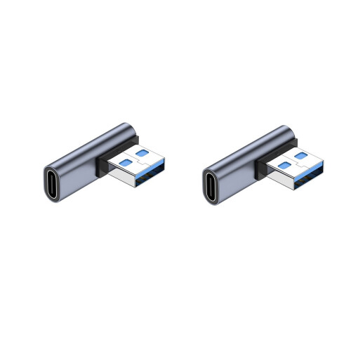 2-Pack Angled USB-C Female to USB-A Male Adapter: Power & Data Transfer