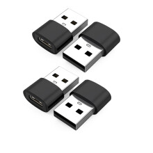 USB-auf-USB-C Adapter 4er-Set – Type-C-Buchse zu USB-A-Stecker, USB 2.0 Laden & Daten, PD-Kabel- und Audio-Konverter, Mehrfarbig Black