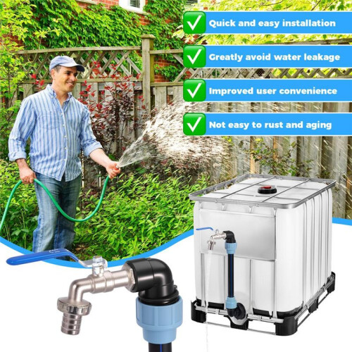 3/4Inch Outlet Tap IBC Adapter Multipurpose Hose Connection S for 1000L IBC Container Rain 1