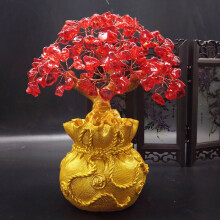 (Red)Albero Ricchezza Denaro Feng Shui Giallo Citrino Ametista Cristallo Gemma Spirituale Fortuna