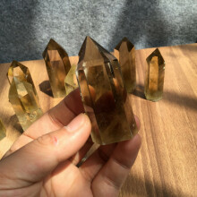 (5-6cm)Natürlicher Rauch Citrin Quarz Obelisk Kristall Stab Punkt Heilung Dekor Zuhause