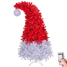 6FT Santa Hat Style Pre-lit Hinged Artificial Christmas Tree W/ Remote Control
