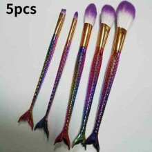 (5pcs Purple)Mermaid Makeup Brush Set Foundation Eyeshadow Brushes Cosmetic Durable Tool