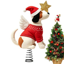 Sausage Dog Dachshund Tree Topper, Cute Star Shape Christmas Tree Top Ornament Holiday Decor