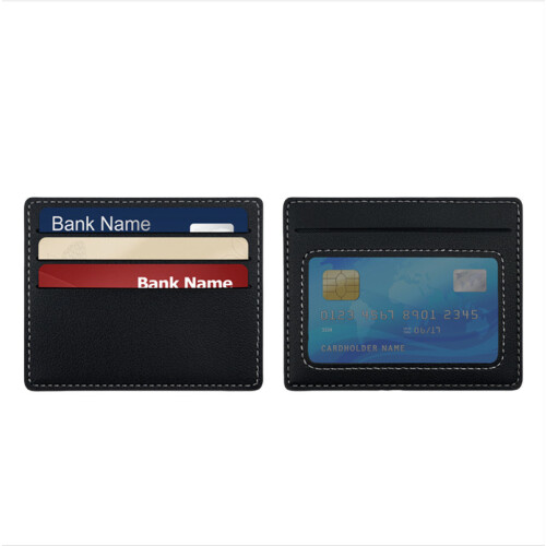 Sleek Double-Sided 4-Card PU Leather Card Holder Black 1