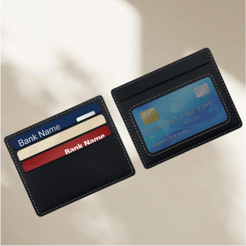 Sleek Double-Sided 4-Card PU Leather Card Holder Black 2