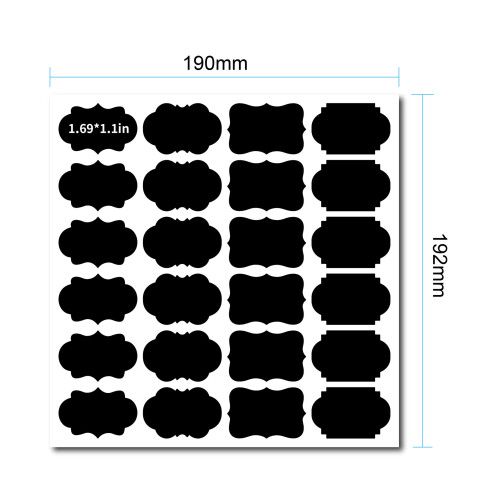 Reusable Chalkboard Labels, 24 Stickers/Sheet, 190x192mm, 5 Sheets