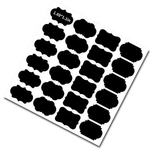 Reusable Chalkboard Labels, 24 Stickers/Sheet, 190x192mm, 5 Sheets 1