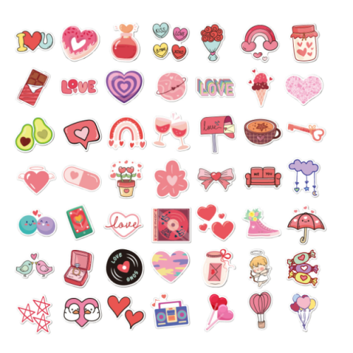 Liefdeshartstickers, 50-pack MultiColor  N13 2