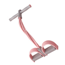 6-Röhren Fußpedal-Widerstandsband – Heim Core-Bauchtrainer mit EVA+TPE, mehrere Farben Pink+grey