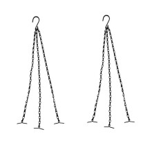Chaînes de suspension pour pots de fleurs - Lot de 6, fer noir 1,2mm à double crochet, 40cm pour intérieur et extérieur