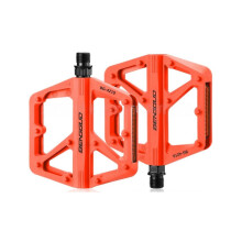 Mountainbike Nylon-Pedale — breite Plattform, 10 Anti-Rutsch-Stifte, abgedichtete Lager & Chromoly-Stahlachse mit Reflektoren Orange