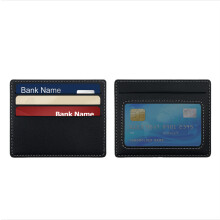 Sleek Double-Sided 4-Card PU Leather Card Holder Black